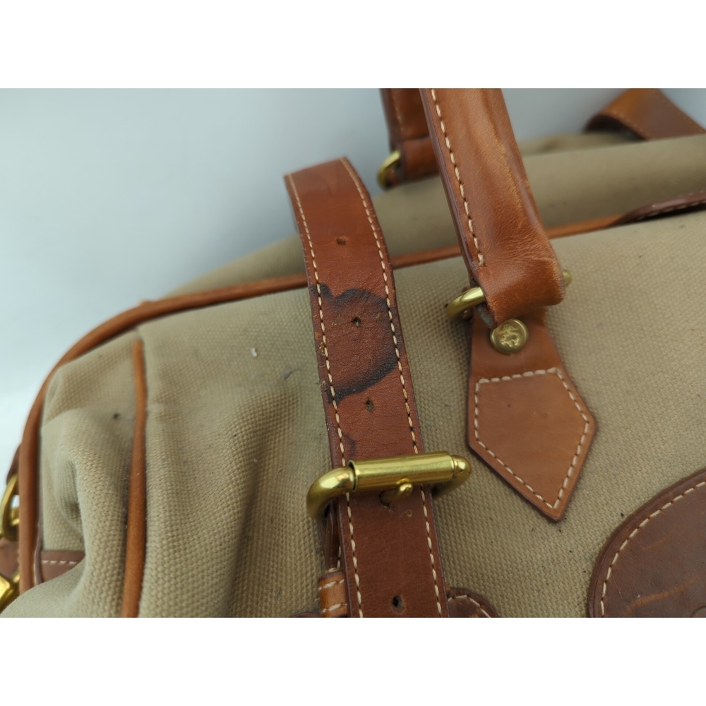 BROOKS BROTHERS Bag Canvas Leather Duffle Weekender Whiskey Brown - Picture 4 of 10